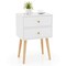 Costway Nightstand Mid-century Modern Bedside Table with 2 Drawers Solid Wood Support Legs